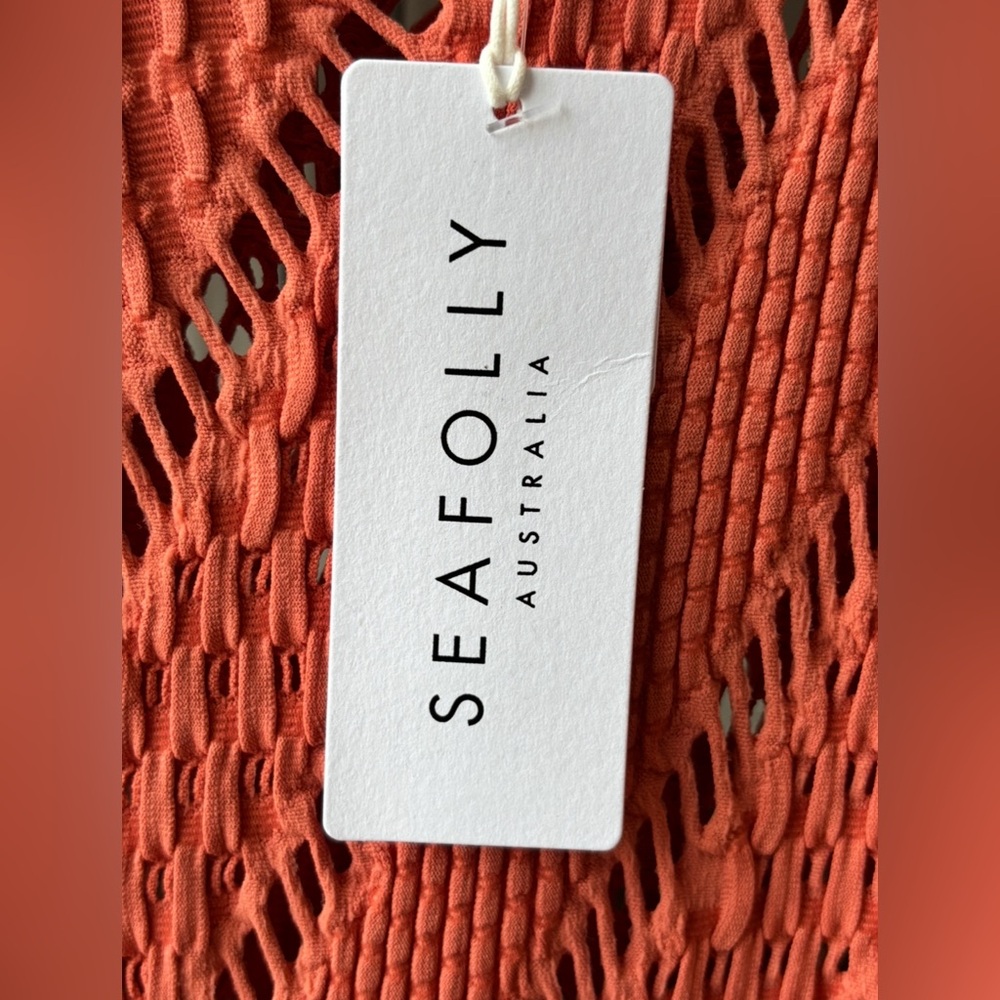 SEAFOLLY Anthropologie “Marrakesh” Cover Up in bright red cinnamon, NWT! Small - Picture 6 of 9